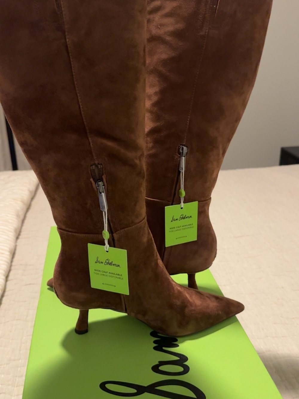 Sam Edelman TAYLIN, Toffee Suede Pointed-Toe Knee Boots 7.5